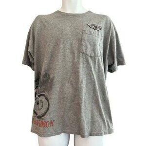 Harley Davidson Large T Shirt HD Motorcycles Vtg USA Pocket Wrap Around 100 Year